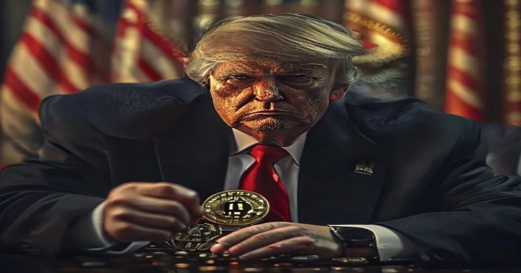 The U.S. Capitol with cryptocurrency imagery representing debate over Trump’s reported crypto income