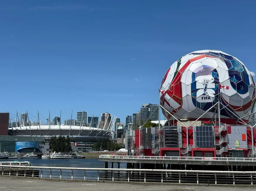 A Miami soccer stadium under strong sun as extreme heat is forecast for a World Cup quarterfinal.