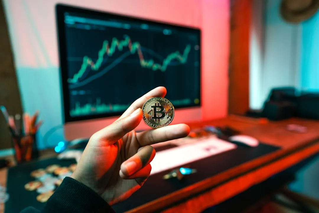 Crypto market charts displayed beside an institutional investment office setting