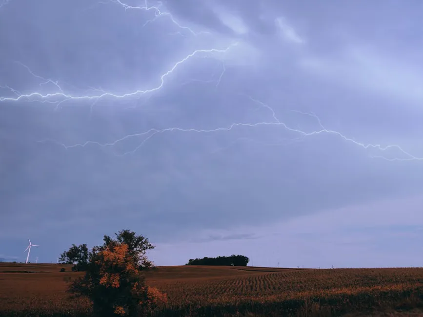 Sunny skies over an Iowa community during a warm weekend forecast.