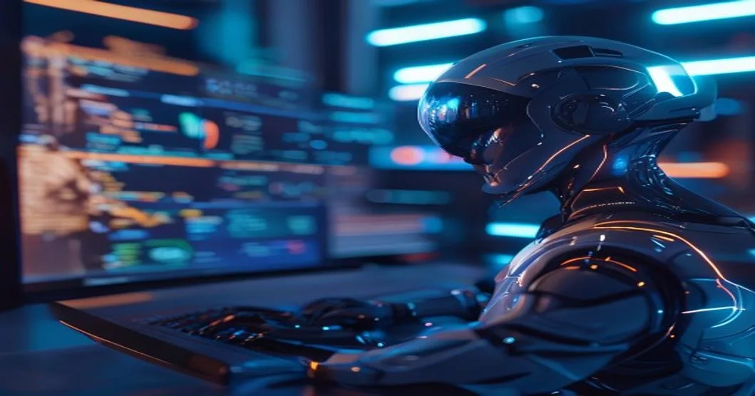 Developers reviewing AI-generated code on computer screens in a modern office.
