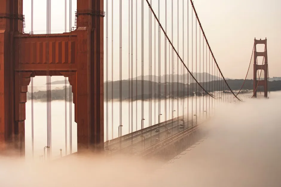 Hazy, warm weather over the Bay Area during a brief muggy heat spike.