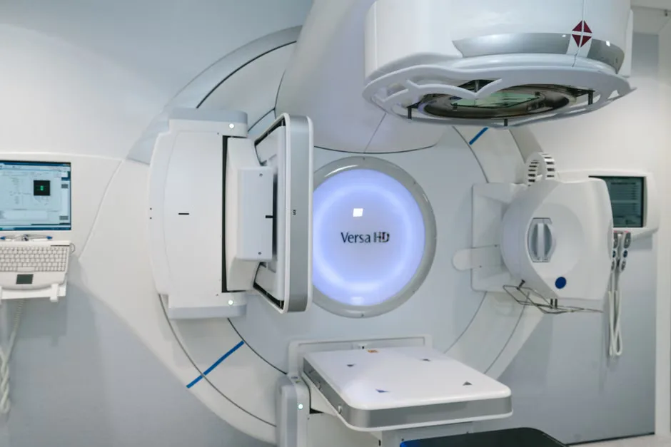 A digital medical visualization of a prostate scan showing molecular markers.