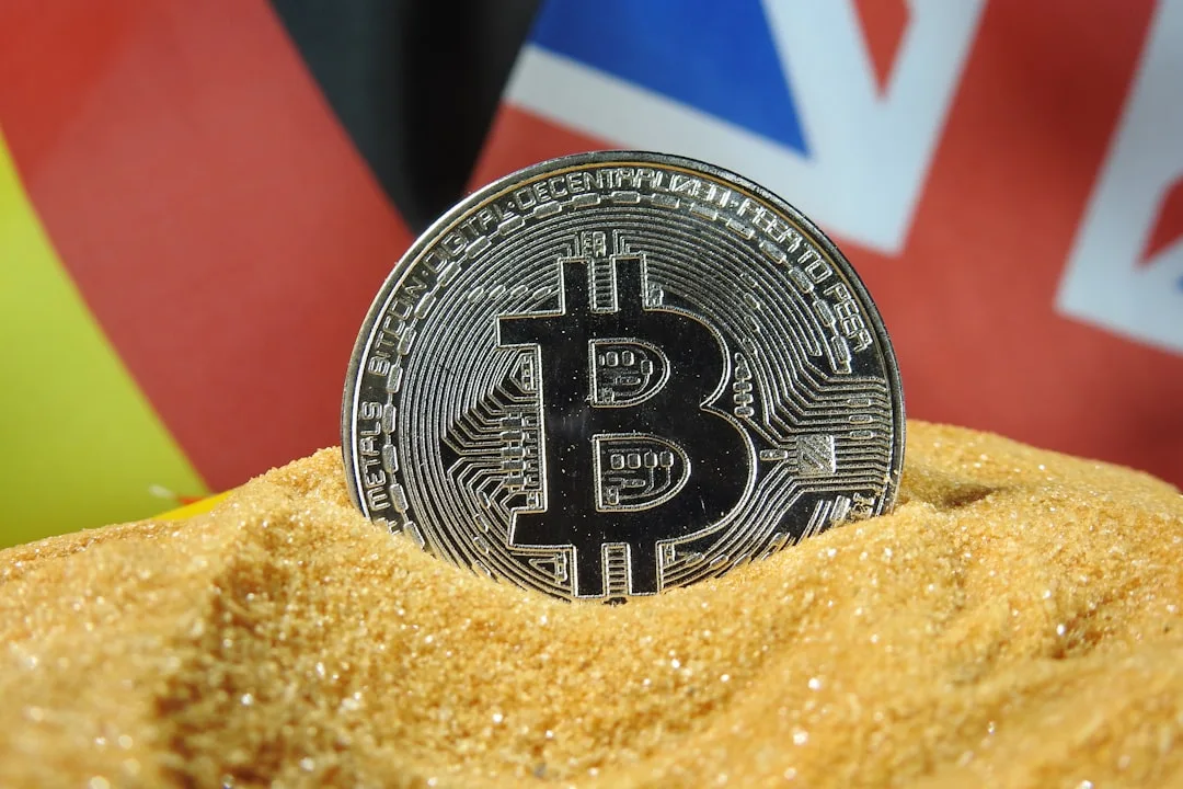London financial district with abstract cryptocurrency network graphics